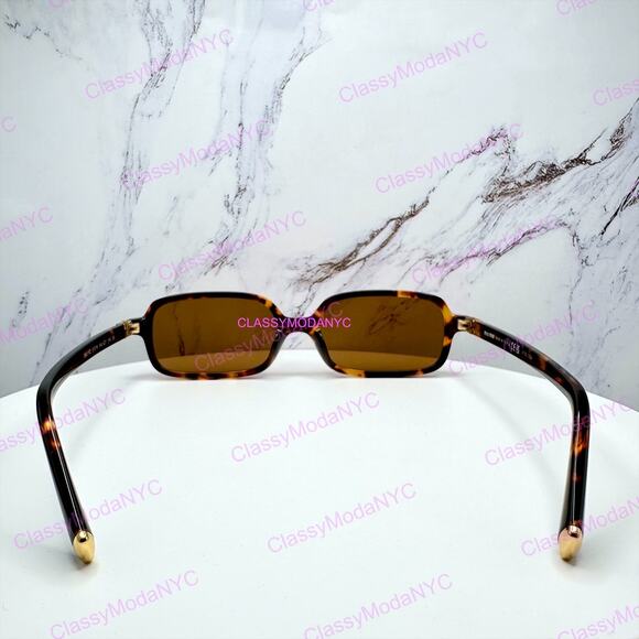 New MIU MIU Sunglasses Brown Tortoise Slim Rectangular Acetate Logo Authentic main image 16